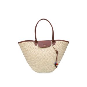 Bolsa Le Panier Pliage Tressé Top Handle Bag Bege