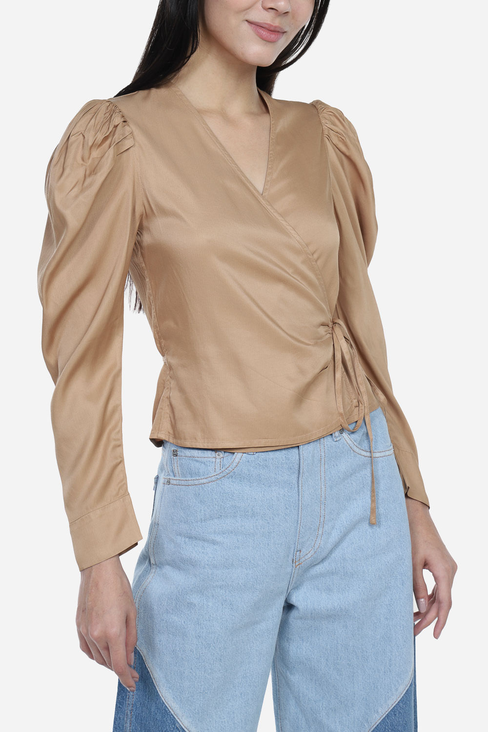 Ganni | Viscose Twill Wrap Blouse | Egret – One of a few