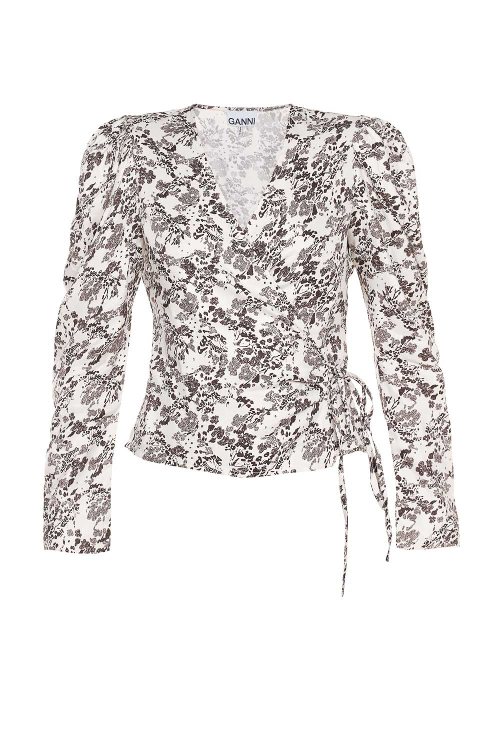 Ganni | Viscose Twill Wrap Blouse | Egret – One of a few
