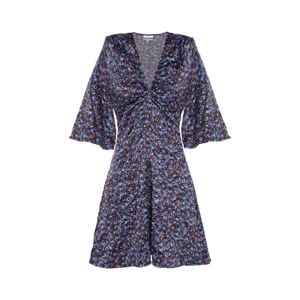 Vestido Crinkled Satin V-Neck Mini Dress