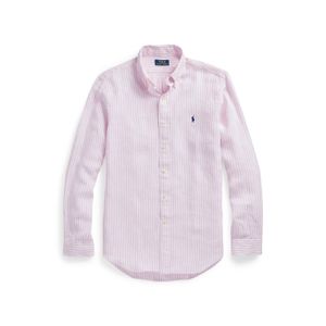 Camisa Oxford listrada com logo bordado