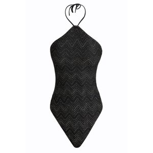 MAIÔ DECOTE HALTER CHEVRON LUREX