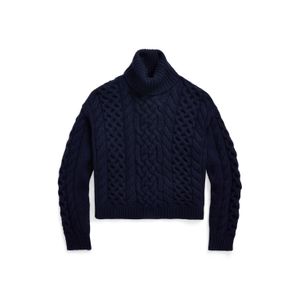 Gola alta com mistura de alpaca em malha Aran