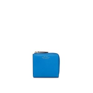 Carteira Zip Wallet Em Couro - Azul