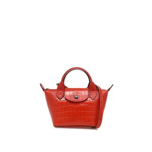 Bolsa Le Pliage Cuir Croco Em Couro