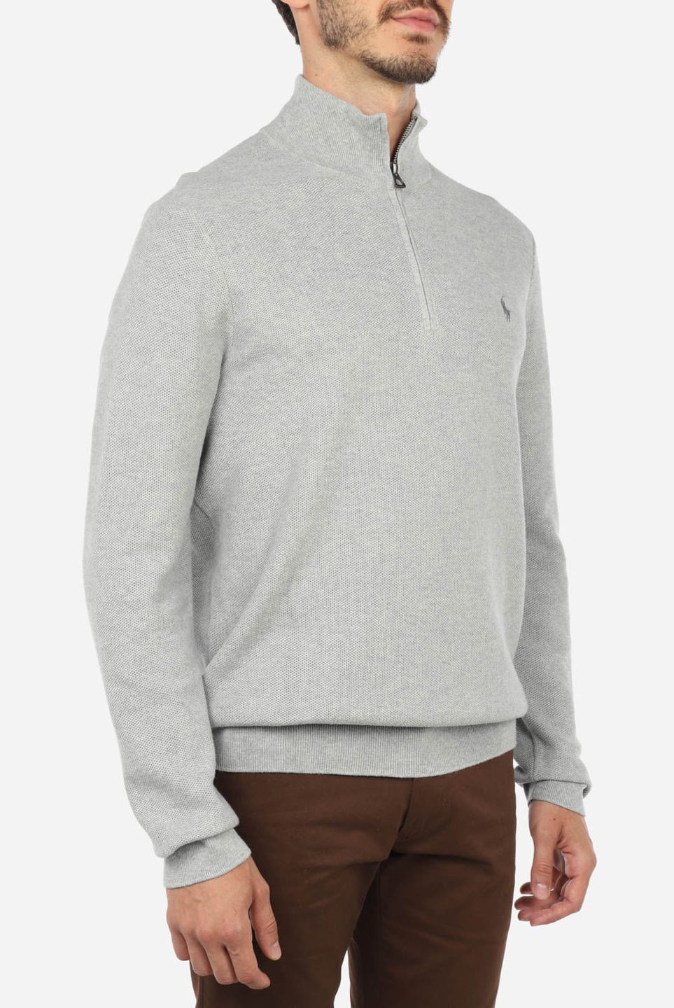 Sueter Mesh-Knit Cotton Quarter-Zip Jumper