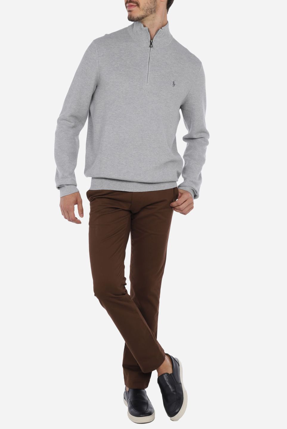 Sueter Mesh-Knit Cotton Quarter-Zip Jumper