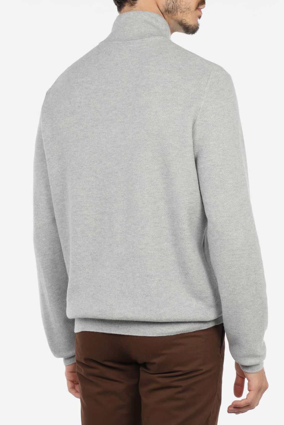 Sueter Mesh-Knit Cotton Quarter-Zip Jumper